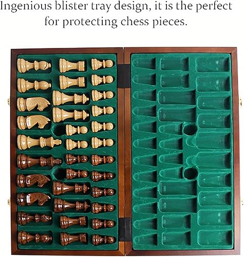 Miniatura 5 de Juego de ajedrez plegable extra grande de 20 pulgadas, tablero de madera de nogal y piezas de PVC pesadas, juego de torneo portátil para adultos,