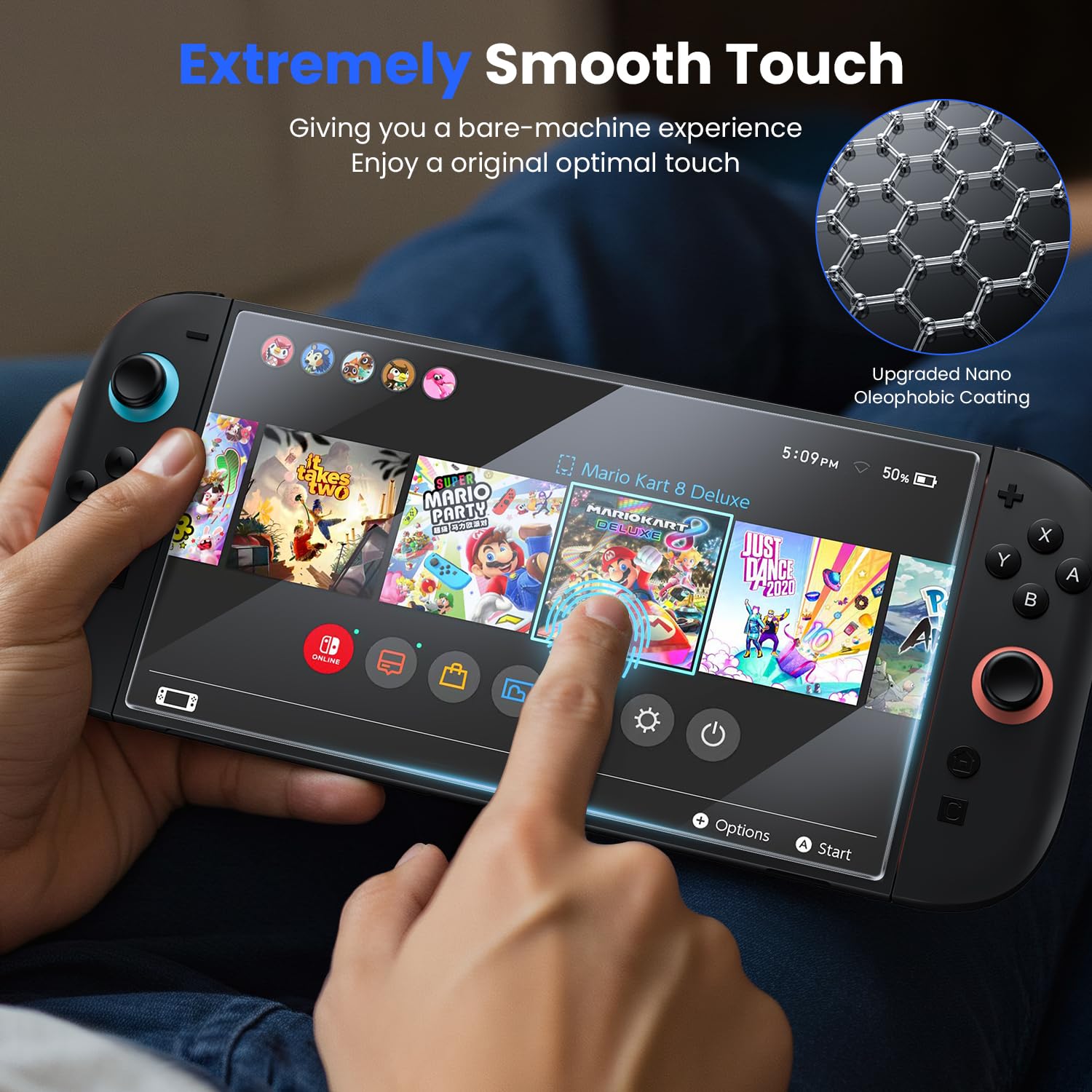 WSKEN Ochraniacz ekranu do Nintendo Switch 2 19.9 cm 2025 - [Automatyczne usuwanie pyłu] Szkło hartowane 9H HD Pełne pokrycie klasy wojskowej nietłukące, odporne na zarysowania, odciski palców, zero