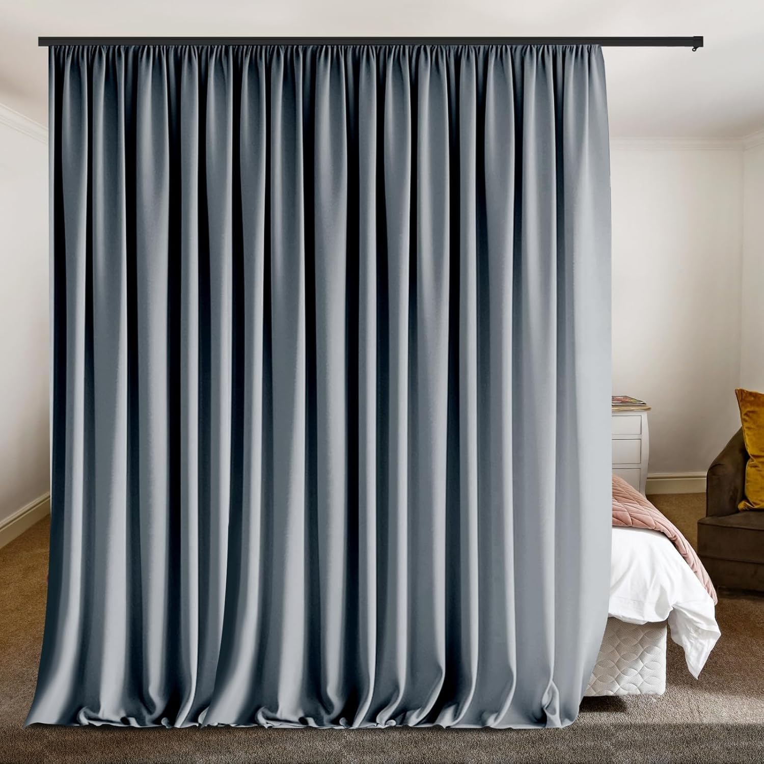 Système de rideau pour camping-cars et baies vitrées, 50 cm, noir avec rouleaux lisses, idéal pour la décoration de la maison et des voyages