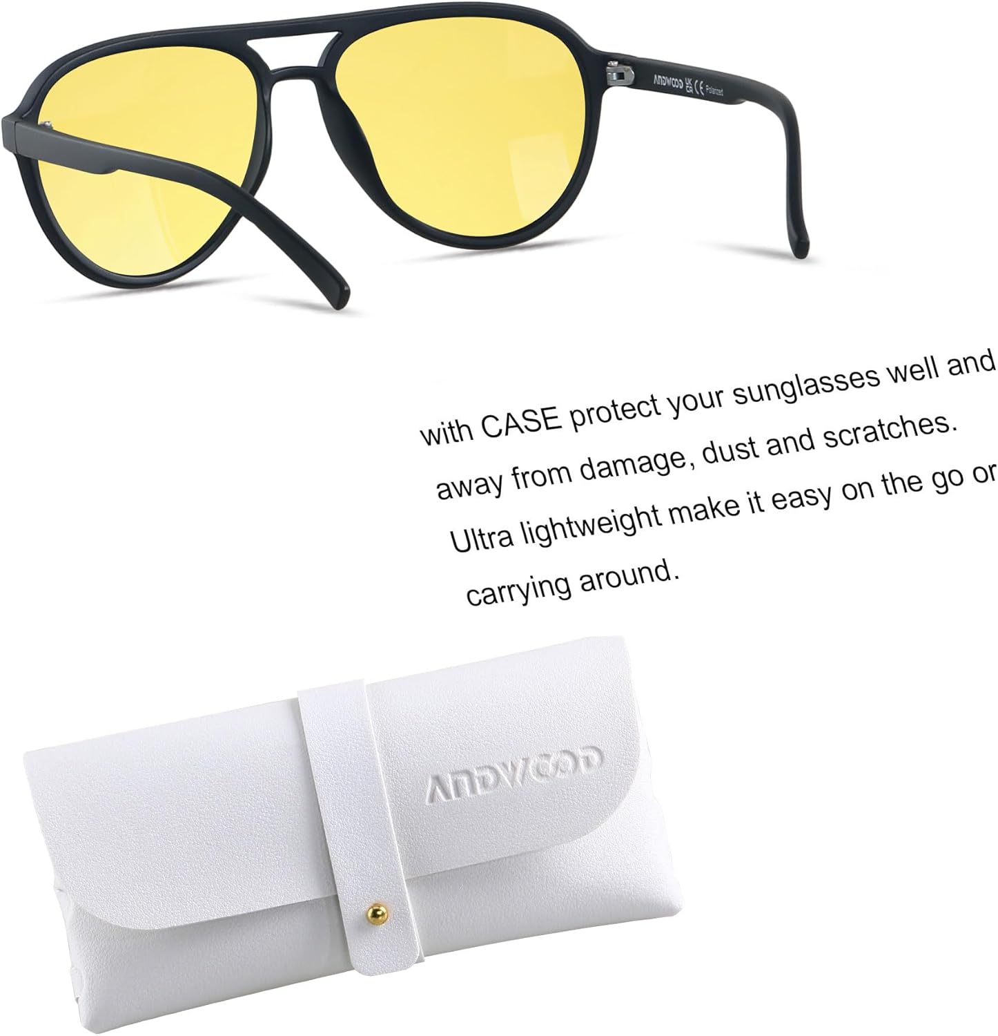 ANDWOOD Retro Polarized Aviator Sunglasses for Women Men Classic 70s Vintage Trendy Square Aviators - Image 4