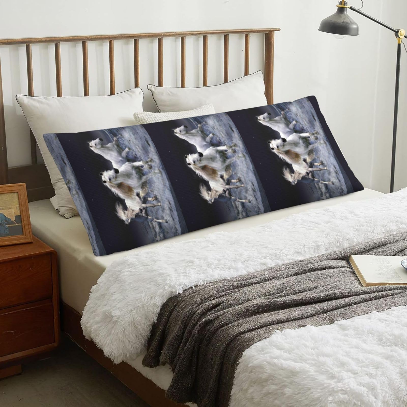 Horse, Body Pillow Cover with Zipper,Long Body Pillowcase 20 x 60 in