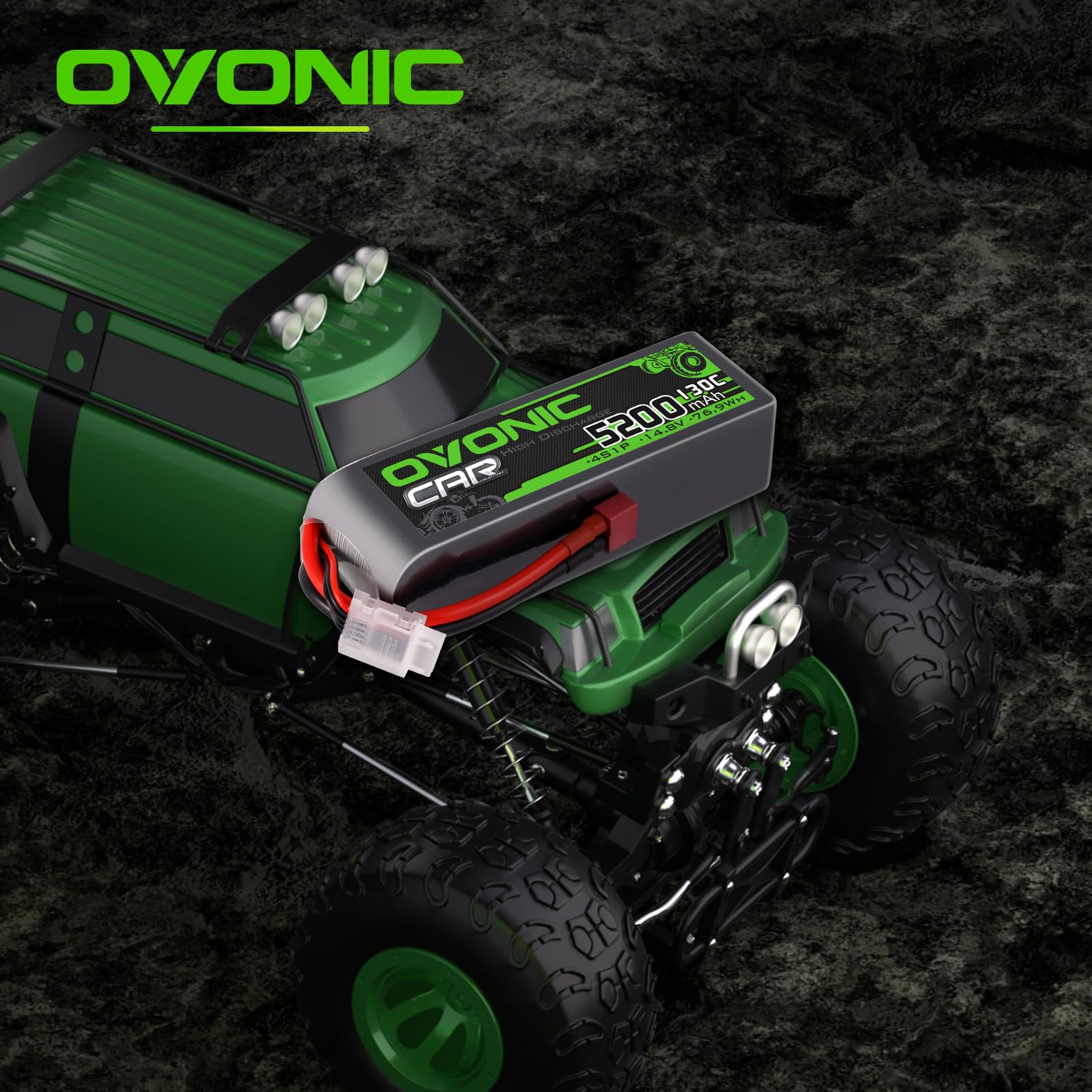 OVONIC 4s Lipo akumulator 14,8 V 5200 mAh 130C z wtyczką Deans T Lipo akumulator do samochodów RC, ciężarówek, truggy, quadcopterów, helikopterów, ciężarówek, łodzi, samolotów (2 szt.)
