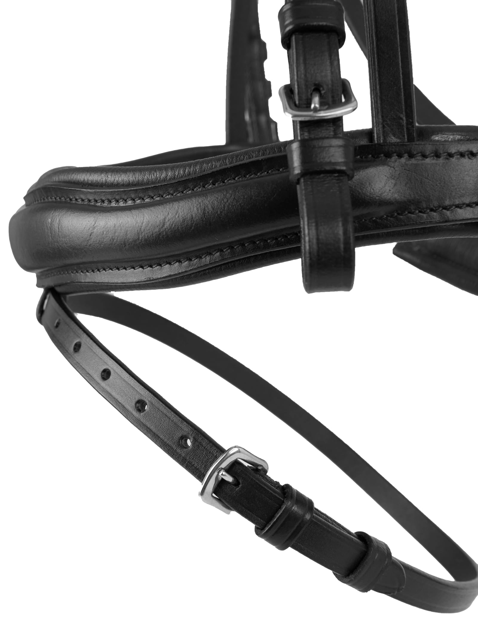 Pelle Horses Anatomica Briglia con Frontalino, Nasiera e Sopratesta in Cuoio per Cavalli St-009 (Nera, Full)