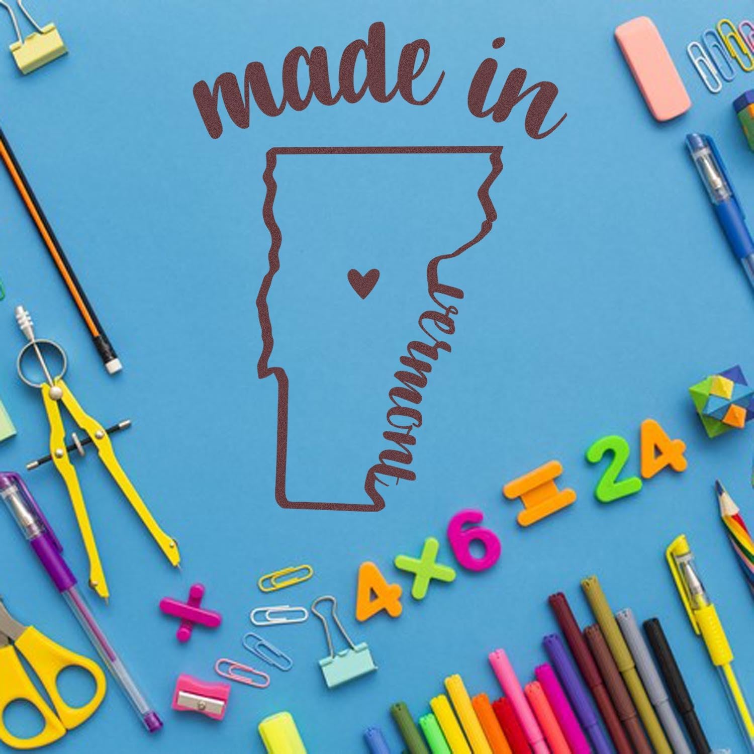Slim Pre-Inked Made in Vermont Stamp - 1-5/8 Size - Vermont Residents & Makers - VT Stamp for Crafting, Labeling, and Personalization - Celebrate Vermont's Craftsmanship, Made with Love, Artisan Stamp