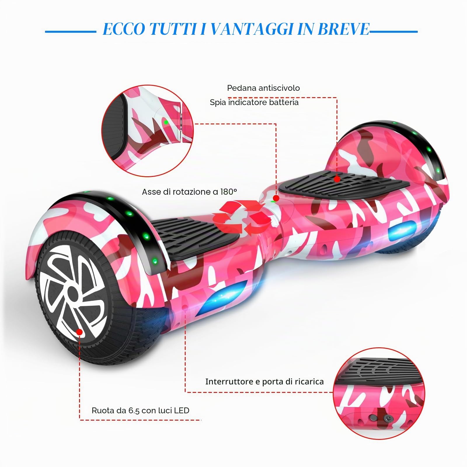 SISISIGAD Hoverboard Go Kart Combo, Hoverboard con sedile, 6.5 inch Self Balancing Scooter con luci LED Bluetooth, Go Karts Hover Board for Kids
