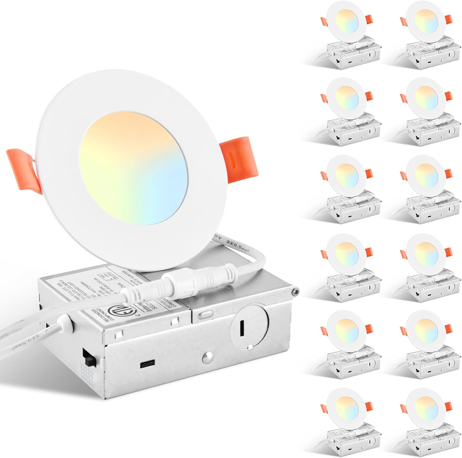 LEDIARY 12Pack 5CCT Ultra Thin LED Recessed Lighting 3 Inch with ...