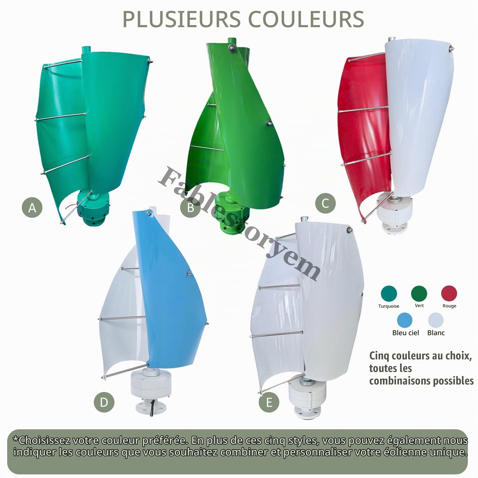 12000W Kit de Générateur d'éolienne, éolienne Verticale à Arbre de Lévitation Magnétique Hélicoïdal 12V 24V 48V, avec Contrôleur MPPT, pour Système Solaire éolien Hybride,E-12V