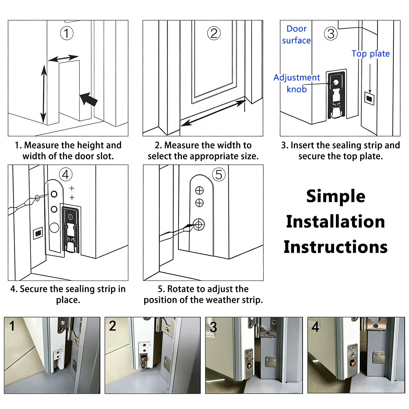 Sello Automático Bajo Puerta Con Perno Latón Interior Exterior | Ajuste Espacio 0–14 Mm, Burlete Inferior, Aluminio Silicona, Reducción Ruido, Bloqueo Luz, Protección Suelo