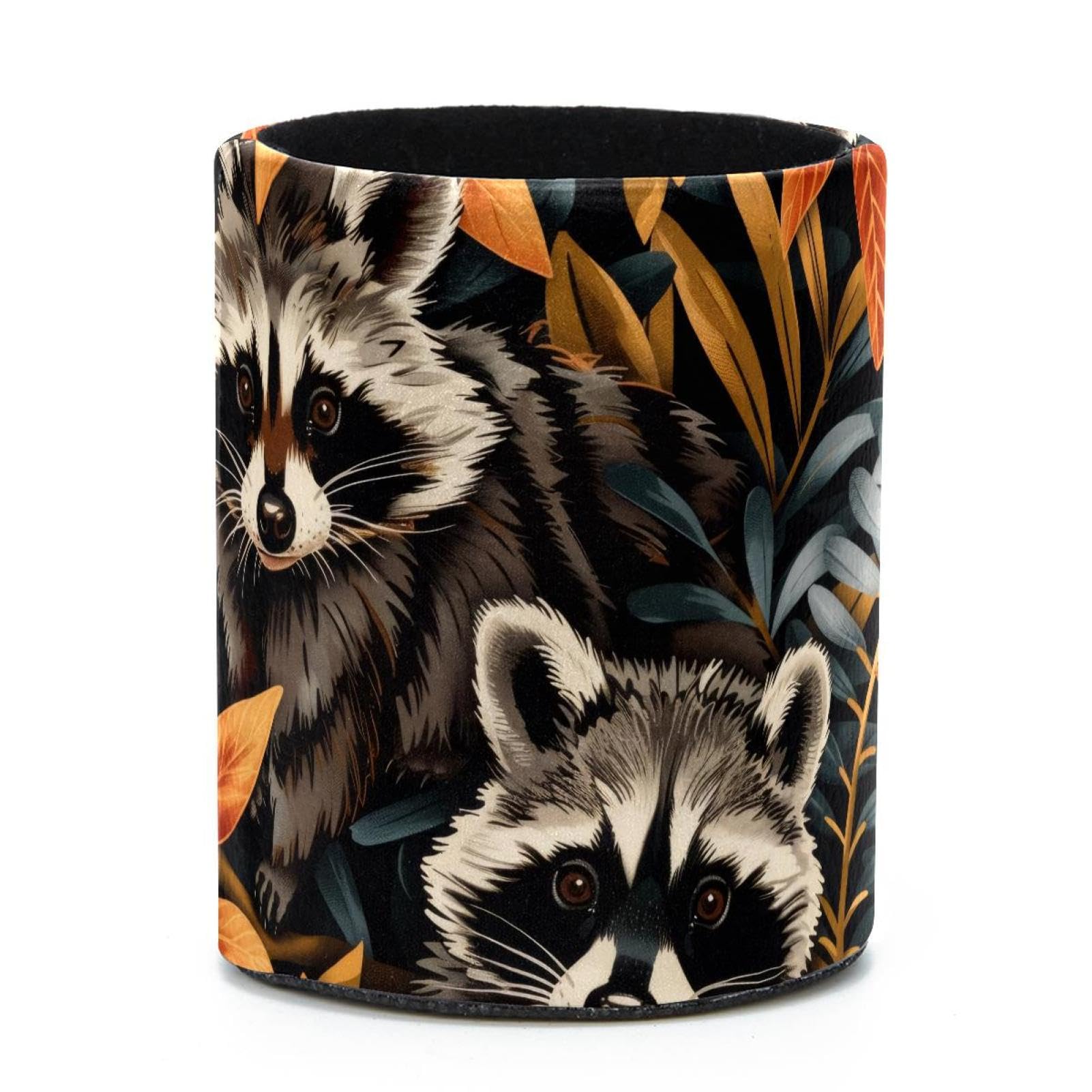 VAPOKF Round Pencil Holders for Desk, Raccoons Pen Holders Pen Pot Makeup Brushes Storage Desktop Stationery Supplies Organiser for Home Office