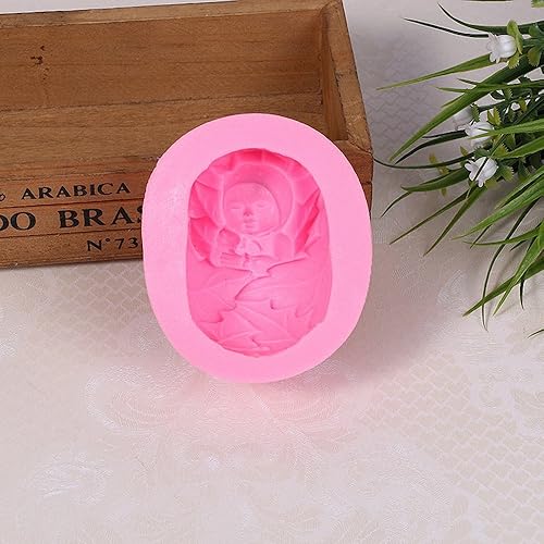 Miniatura 2 de Molde de jabón para bebé durmiendo con oso de juguete, MoldFun Cute Baby envuelto en hojas, molde de silicona para barra de loción, bomba de baño,
