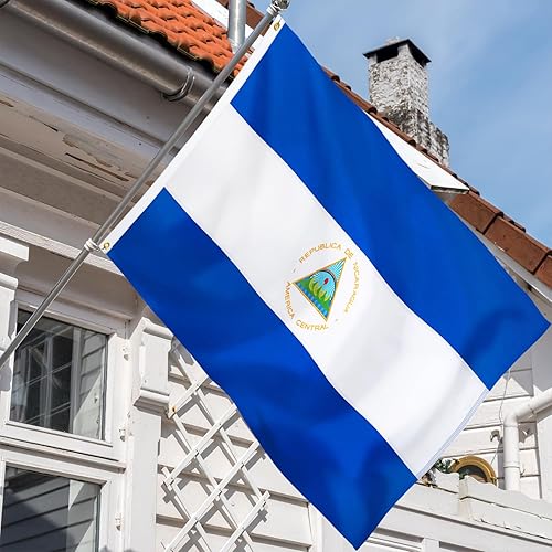 Miniatura 6 de XIFAN Bandera nicaragüense de nailon de alta calidad, 3 x 5 pies, para exteriores, de doble cara, resistente, nailon 210D, con rayas cosidas,
