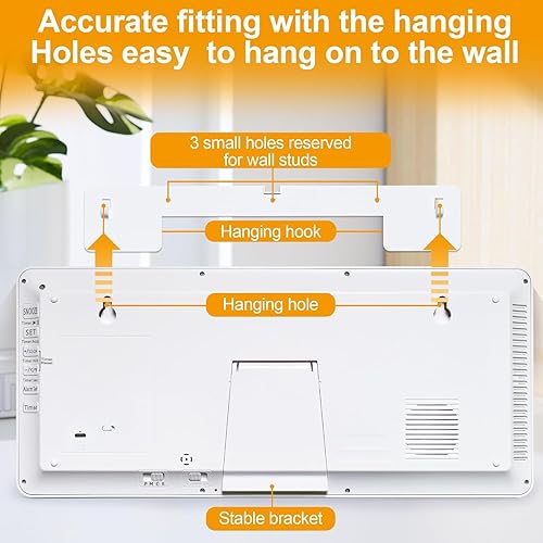 Miniatura 24 de Atomic - Reloj de pared digital de 15 pulgadas, funciona con pilas, reloj despertador digital grande con fecha y temperatura para pared, dormitorio