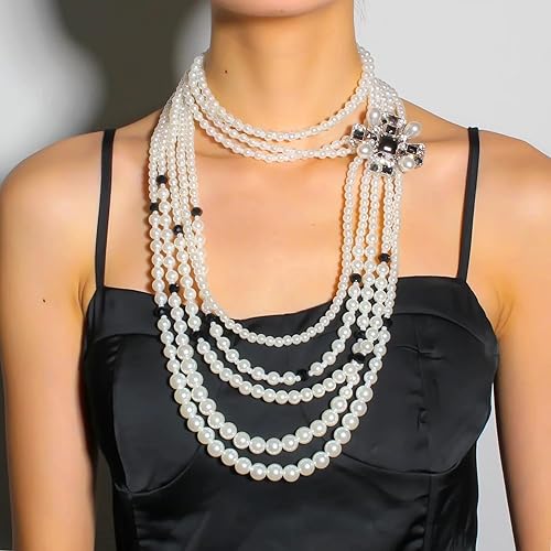 Miniatura 2 de Joyería de moda imitación perla y negro bowknot celebridad nupcial chocker collar