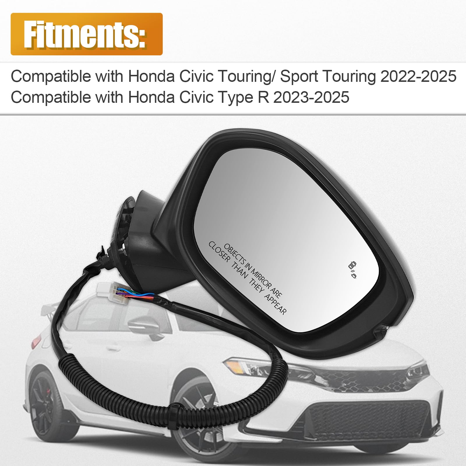 Lapvier Right Passenger Side Mirror Compatible with Civic Touring