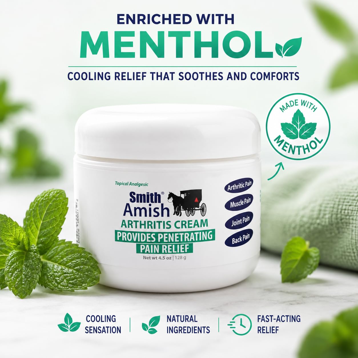 Smith Amish Arthritis Cream - Soothing & Cooling Formula - 4.5 oz Jar — Amazon image 3