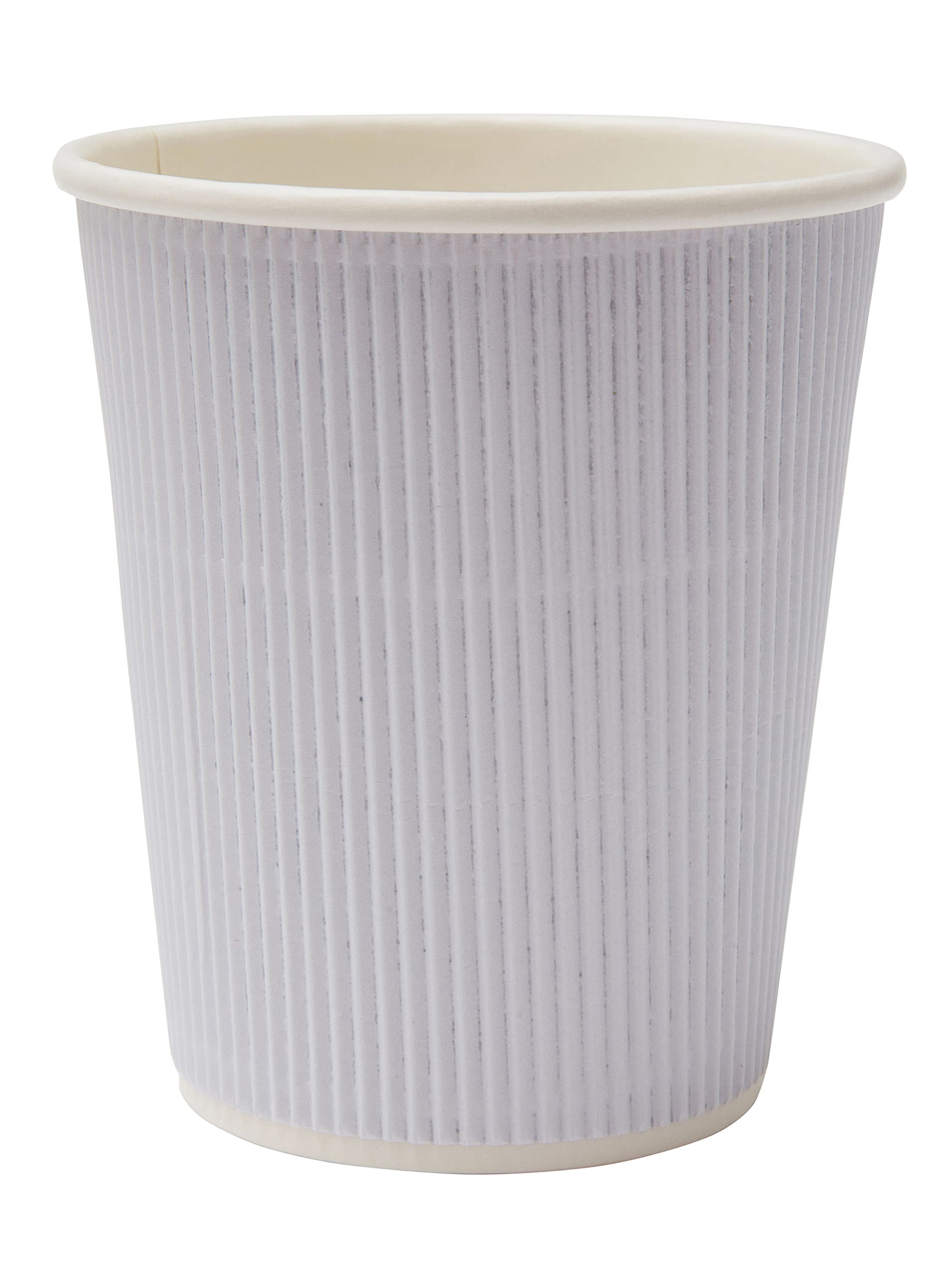 GoCoPack Ripple Paper Coffee Cups: Pack of 50-8oz(227ml), 10oz(284ml), 12oz(340ml), or 16oz(450ml) - White, Black or Brown/Kraft Ripple Paper Cups (16oz (450ml), White)