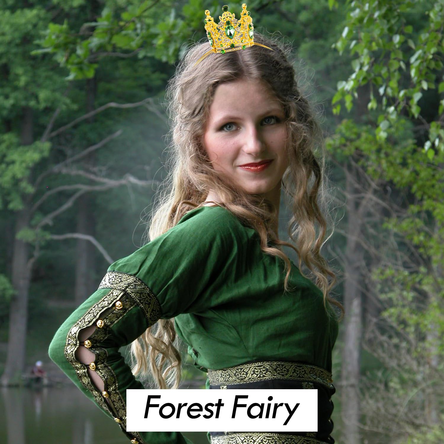 Amazon.com : VELSCRUN Fairy Green Crystal Tiara Headband 