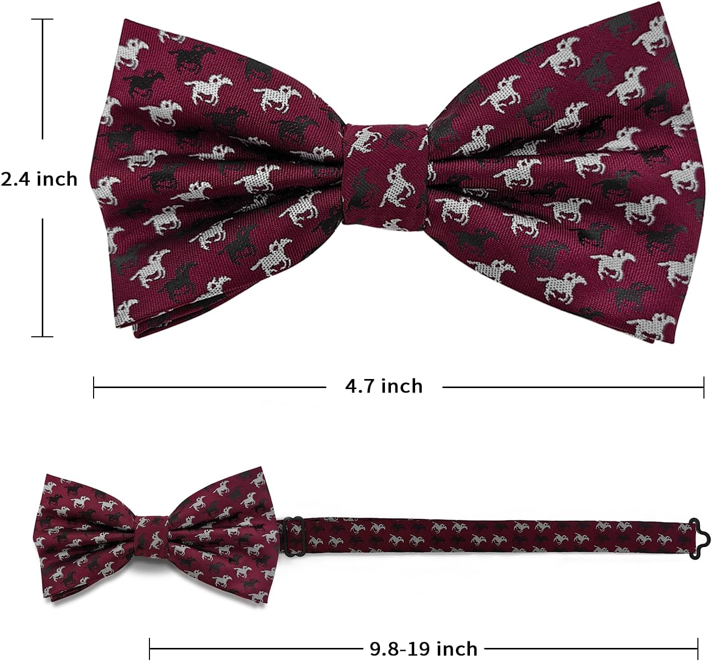 KOOELLE Black Bow Ties For Men Horseshoe Jacquard Bow Tie Horse Racing Festival bowtie Party