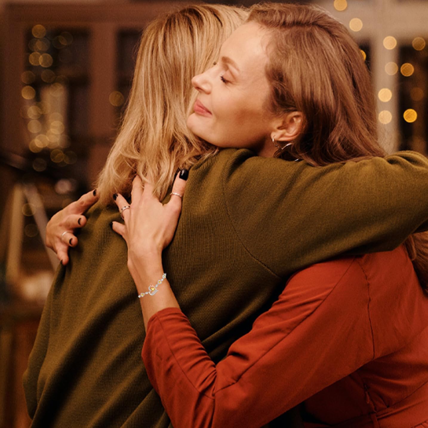 FANCIME Mom Birthstone Bracelet for Women Rose Heart Bracelet Mother’s Day Gift Jewelry Gifts for Grandmother Wife, 9 Inches Adjustable - Image 5