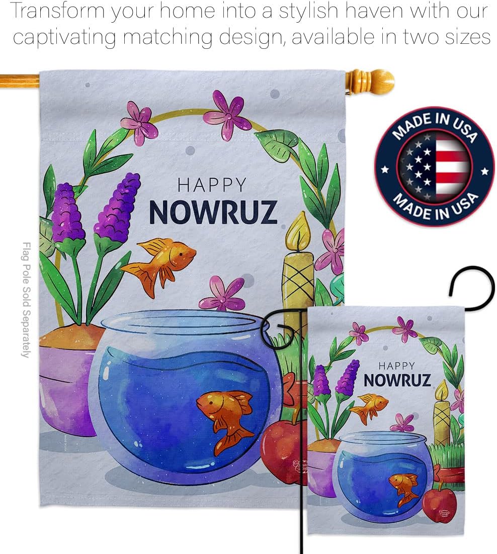 Nowruz Greeting Decorations Home Decor Flag Pole Banner Room Wall Art Patio Lawn Front Porch Outdoor Small Tapestry Yard Sign Celebration Persian New Year Christian Religion Day Holiday Made In USA