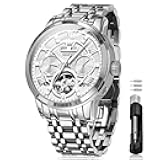 Automatic Watches for Men Self Winding Mechanical Skeleton Luxury Dress Stainless Steel Diamond Men Wrist Watches