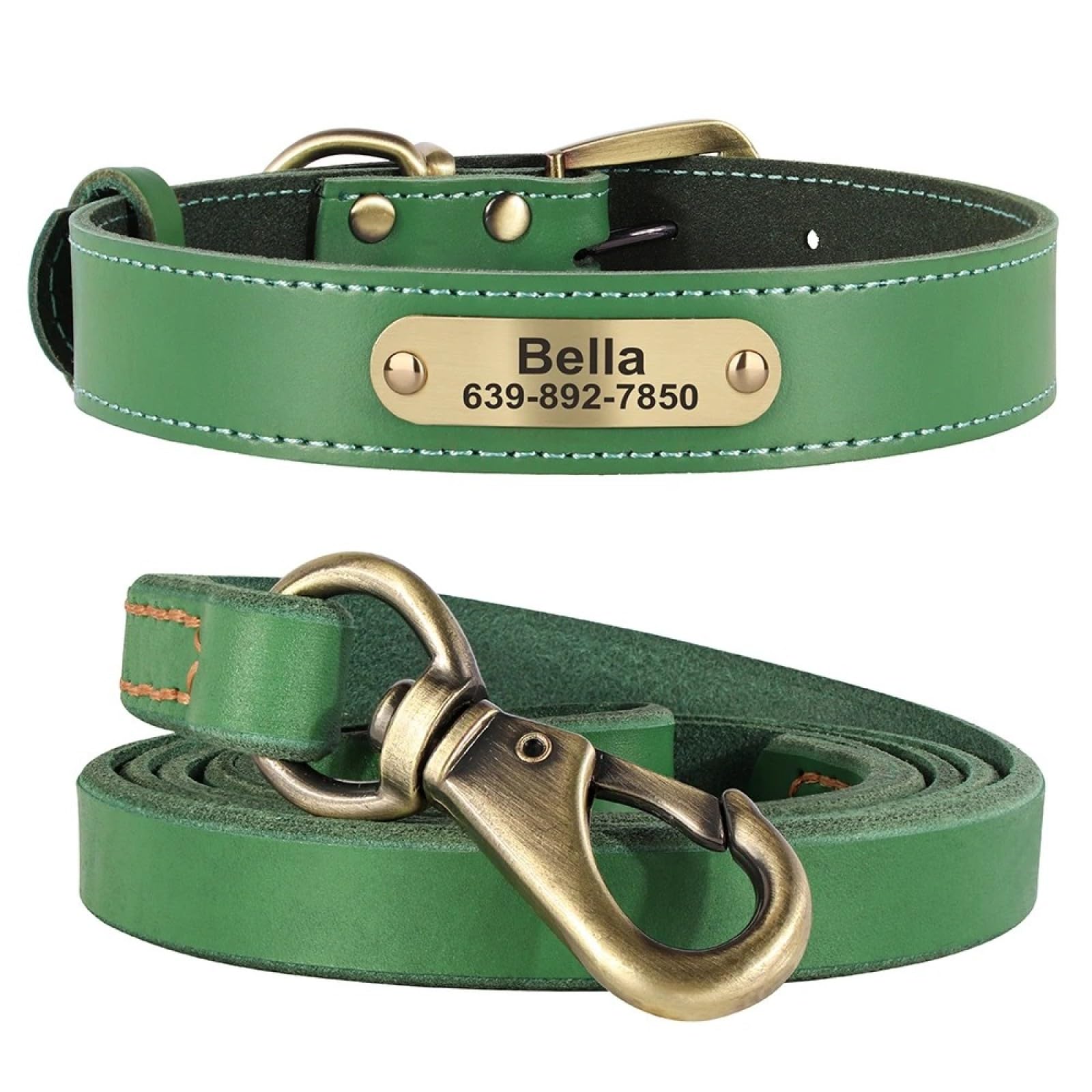 Collier de chien en cuir personnalisé de qualité supérieure avec laisse