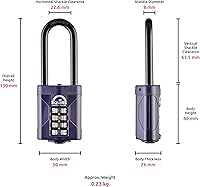 Vista 4 de Squire Candado resistente (CP50/2.5) – Grillete extra largo más resistente – Candado combinado de 4 ruedas – Acero aleado para resistencia a