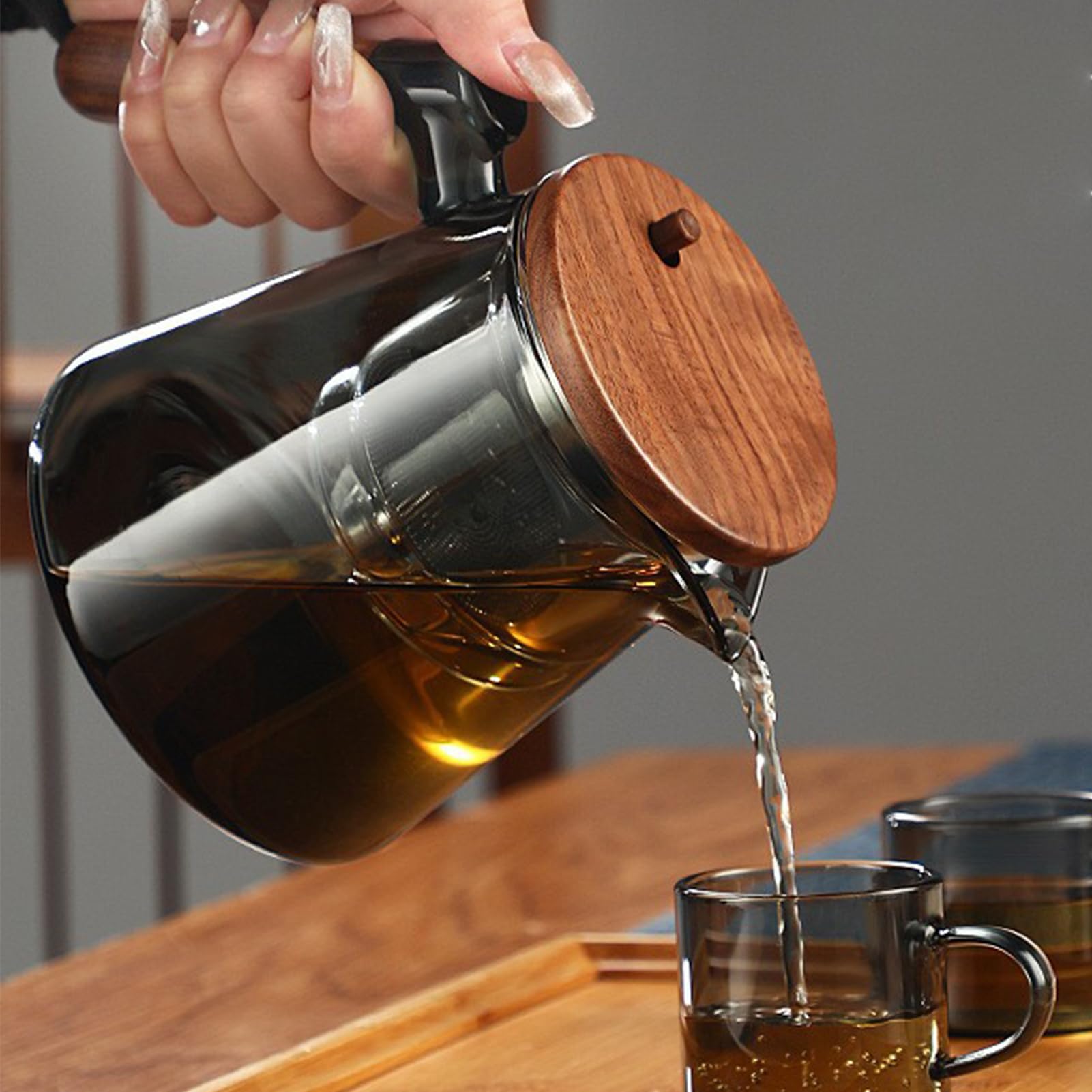 Enchantipot - Teiera da 750 ml con controllo della pressione e manico in legno