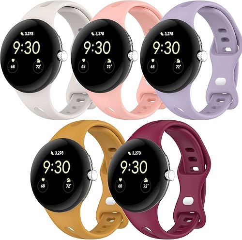 Miimall Correa de reloj compatible con Google Pixel, pulsera deportiva de silicona suave para mujeres y hombres, correa de repuesto delgada ligera y