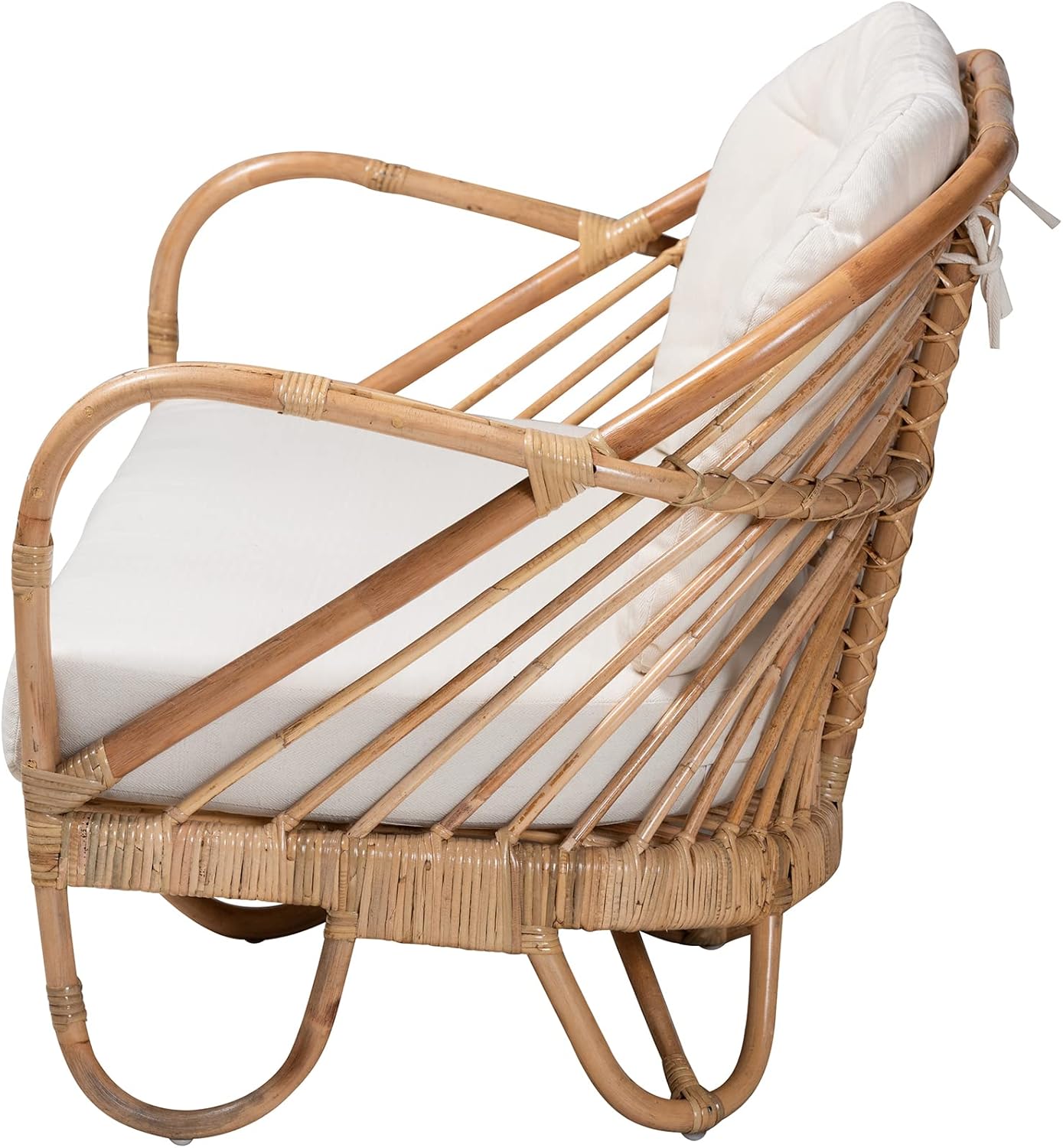 bali & pari Aliane Modern Bohemian Natural Rattan Loveseat