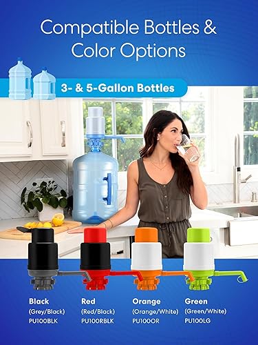 Miniatura 8 de Brio Bomba de agua potable manual universal Plata,Negro -,Verde,Naranja,Rojo/Negro