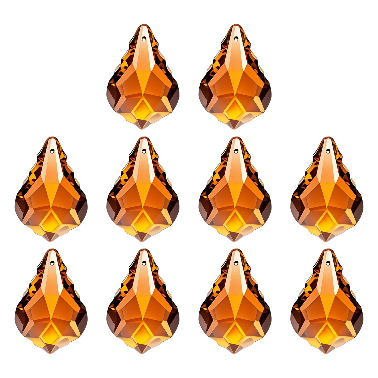 Photo 1 of PATIKIL K9 Crystal Pendants Teardrop Beads, 10 Pack 38mm Chandelier Prisms Parts Hanging Leaf Beads DIY Lamp for Arts Crafts Decoration, Amber