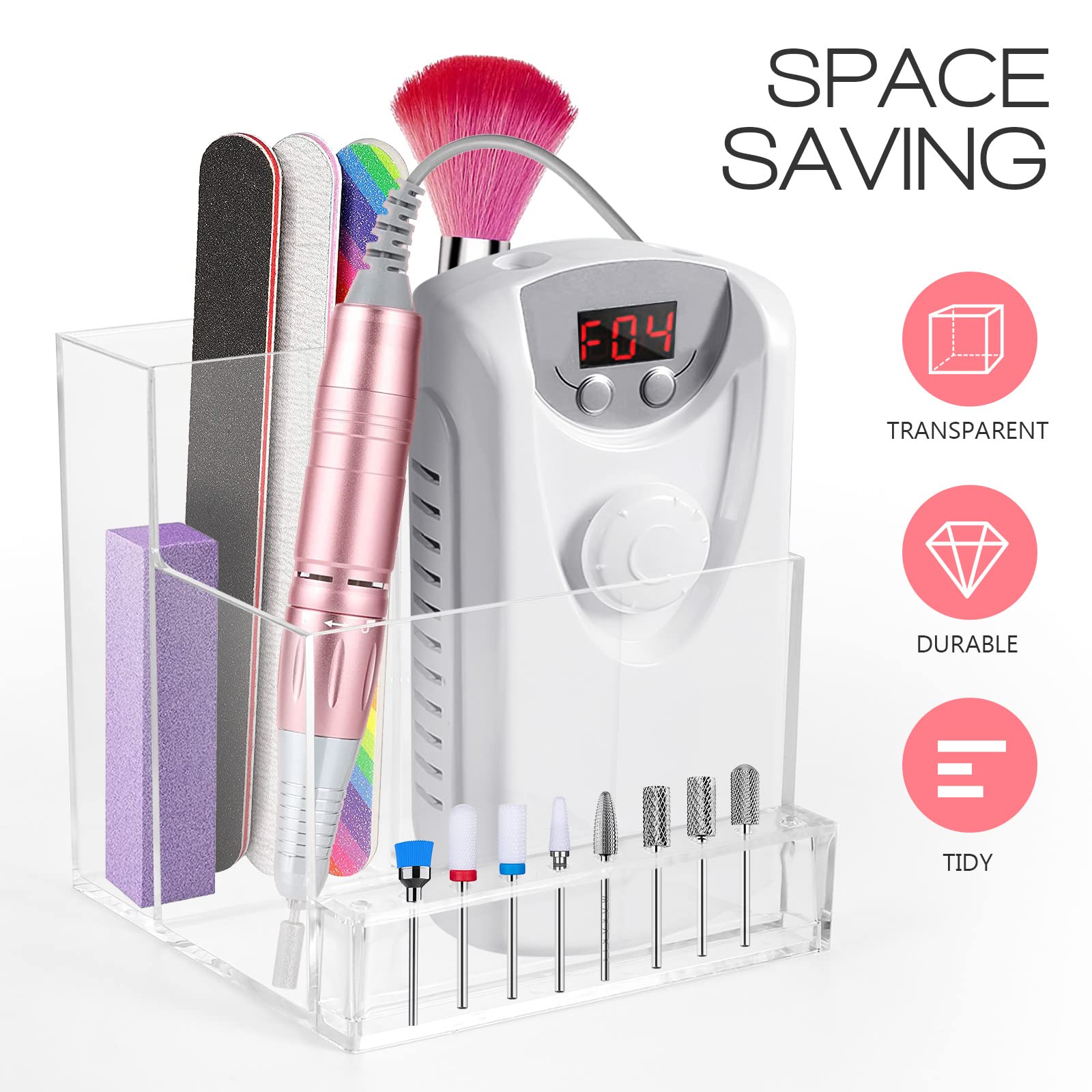 minkissy Nail Drill Bits Holder Organizer Storage Box with 13 Holes Compact Acrylic Stand for Manicure Pedicure Tools Salon Home Use - Image 4