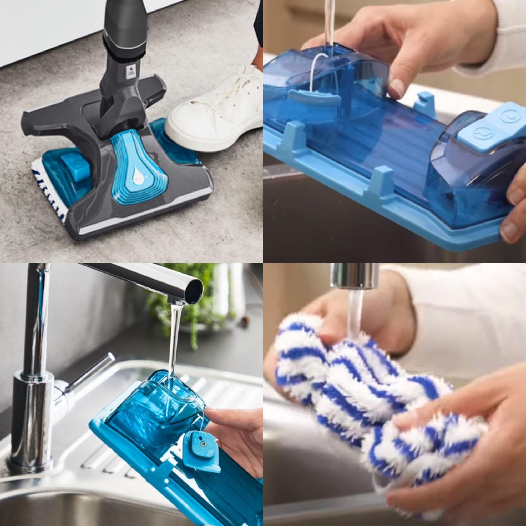 Rowenta Cabezal Aqua ZR0096 - Acccesorio cabezal Aqua, aspira y friega, dos toallitas microfibras, dos veces más rápido compatible con la gama X-Force