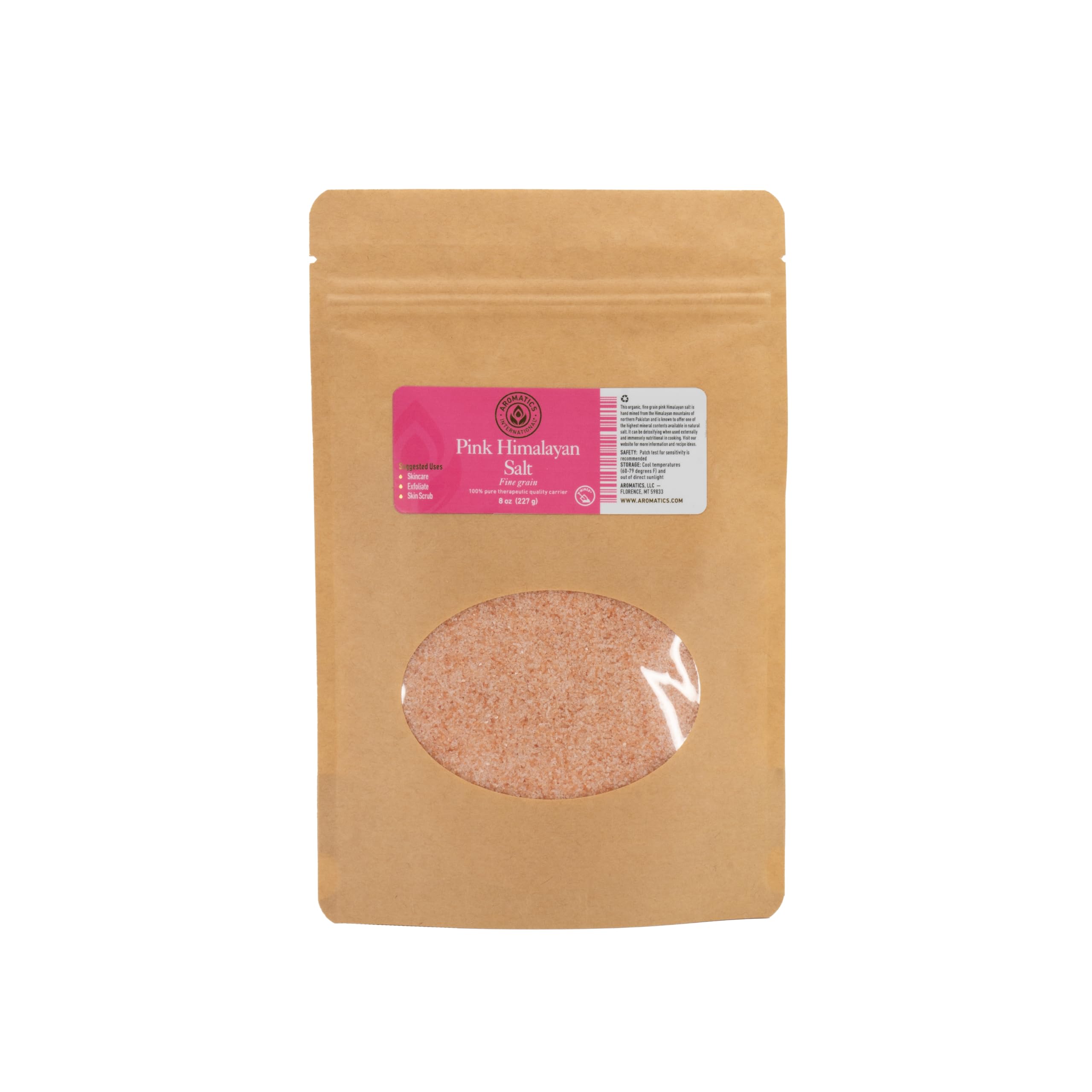 Aromatics International Pink Himalayan Salt, Fine Grain 8oz | Pure, Unrefined Gourmet Salt for Cooking, Seasoning, Bath Soaks & DIY Skincare | Rich in