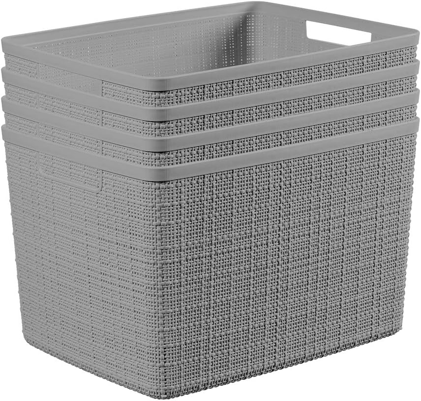 Curver Set of 4 Jute Large Decorative Plastic Organization