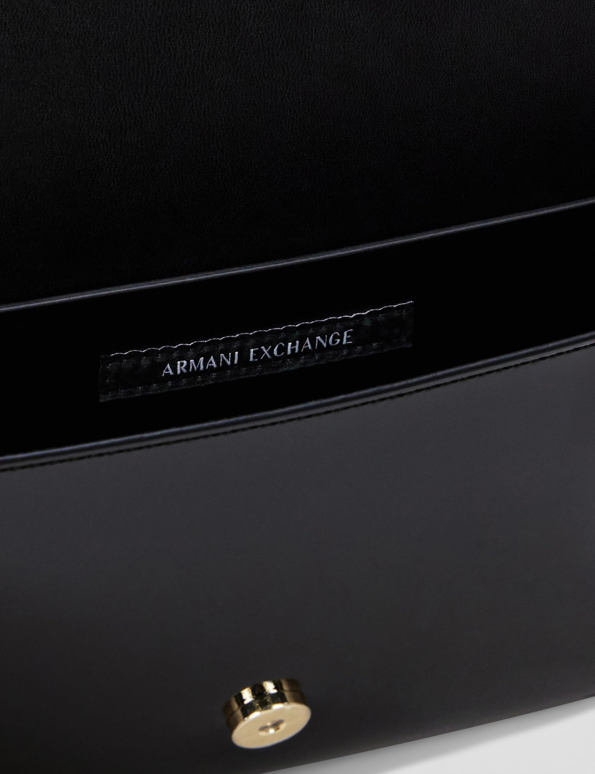 Armani Exchange, Women's Amy, sustainable, gold logo plate, Crossbody bag, Black, One size