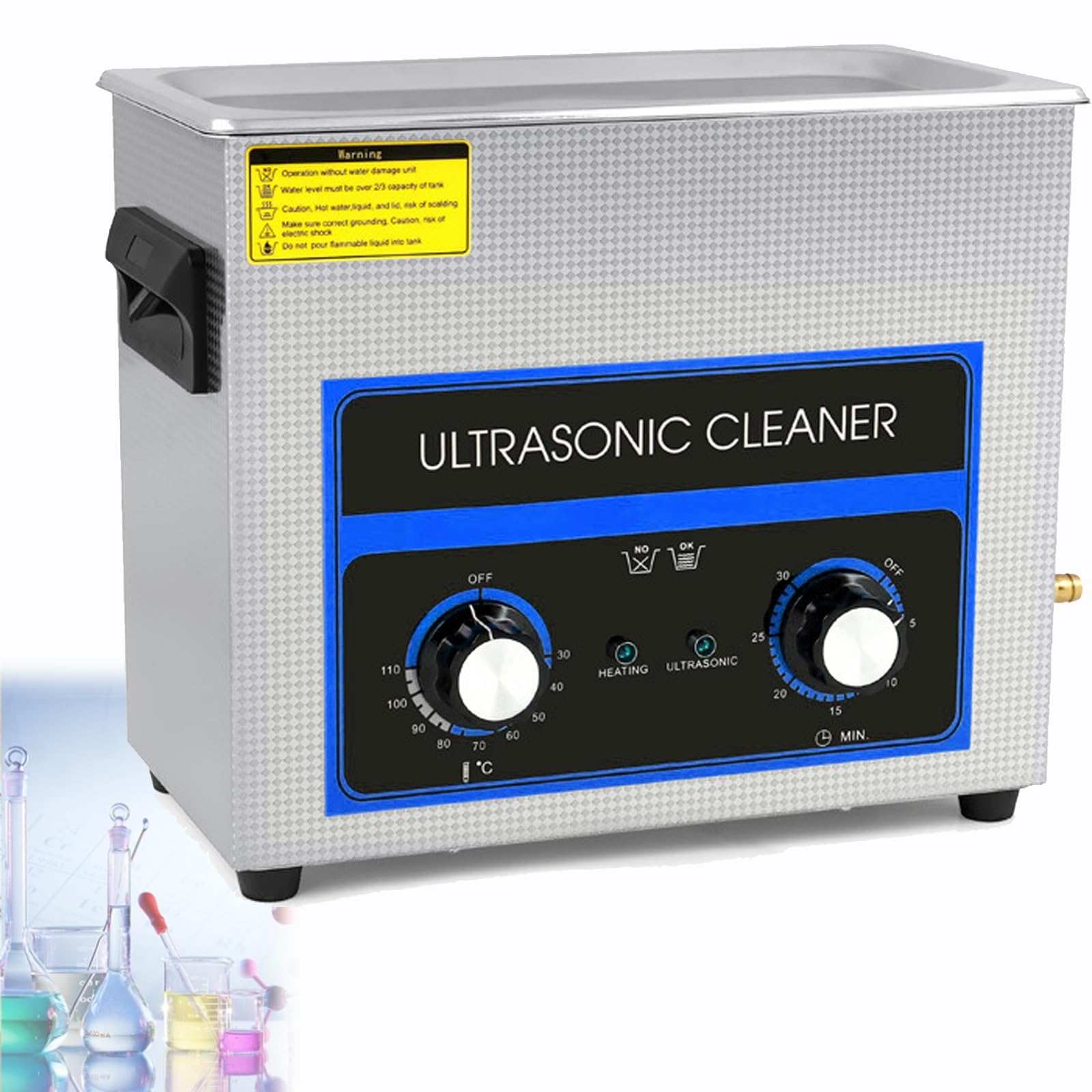 Pulitore sonico da 6,5 ​​litri con timer riscaldatore, cestello, macchina for cavitazione sonica digitale professionale, macchine for la pulizia da 180 W, tipo a manopola meccanica