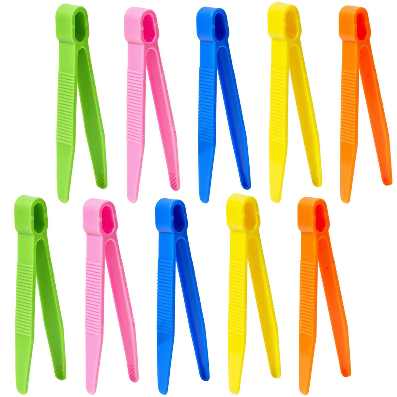 Wsoafvk Multicolor 10 Pcs Kids Tweezers, Colorful Plastic Tweezers, Colourful Fine Motor Skills Learning Tool, Sorting And Sensory Training, For Classroom, Home Diy Crafts And Educational Play