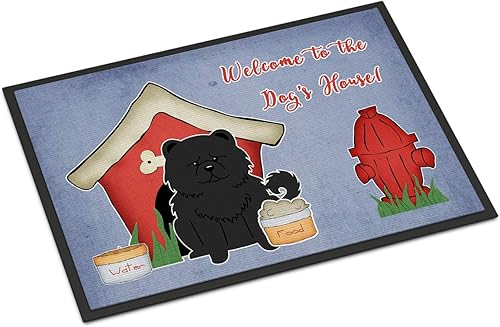 Caroline's Treasures BB2897MAT Dog House Collection Chow Chow - Tapete negro para puerta delantera, 18 x 27 pulgadas, para interiores y exteriores,