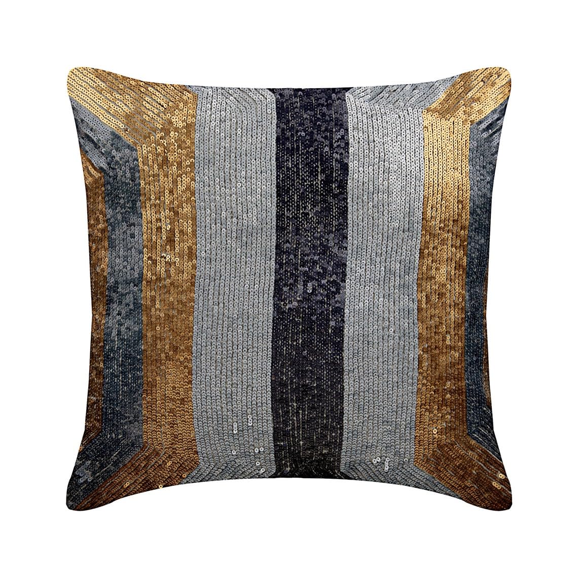 The HomeCentric Silver Cushion Cover, 35x35 cm (14x14 inch) Silk Cushion Covers With Zipper, Cushion Covers with Sequins & Textured, Abstract Patterned, Modern Style - Glitz And Glitter — image 1