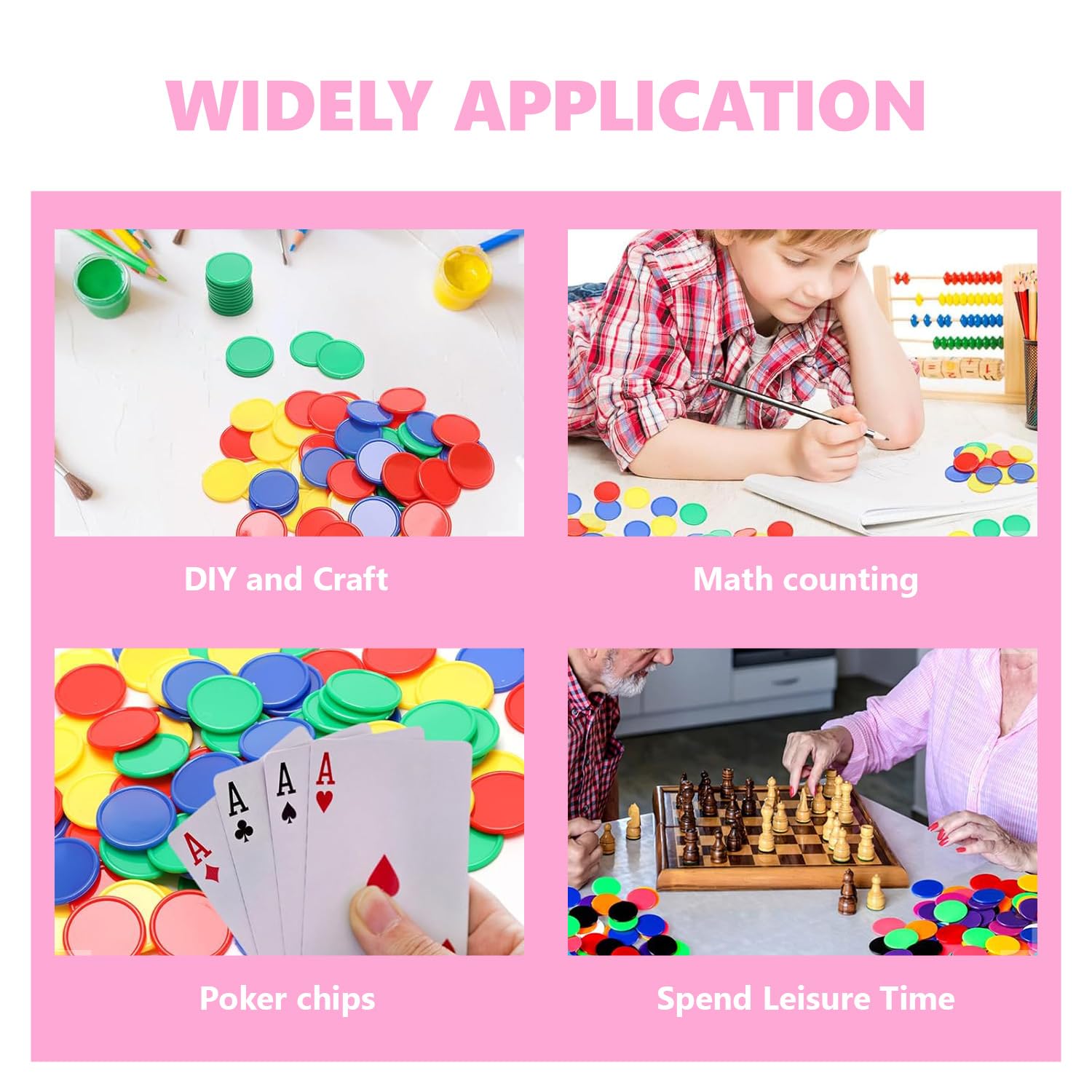 160 Stück Bingo Chips Set, Farbige Bingo, Plastikchips für Lernspiele, Wendeplättchen Mathe Rechenhilfe, für Mathe Üben Spielchips