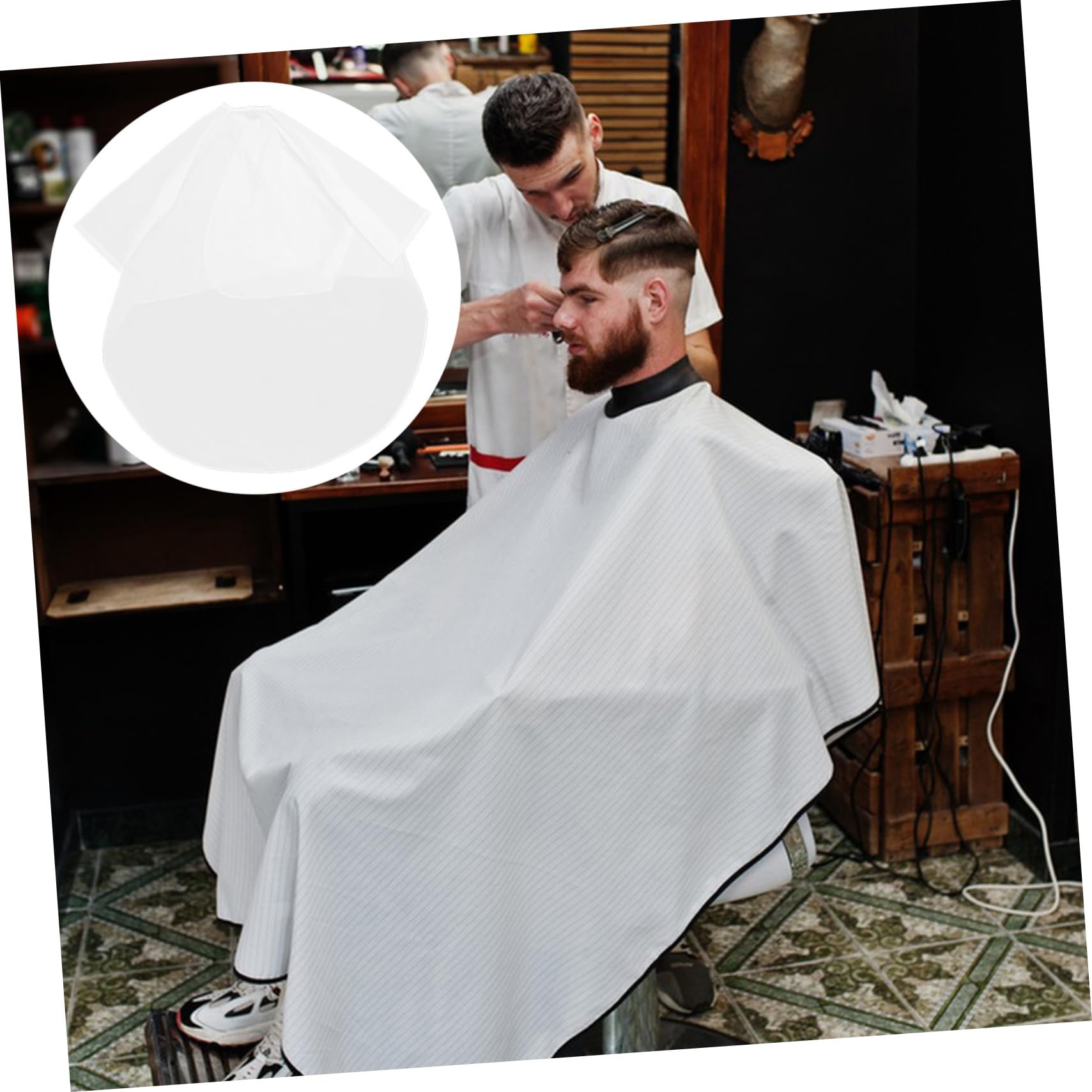 Baluue Friseurumhang mit Ärmeln, Oversized, Nylon TAFT, Weiß