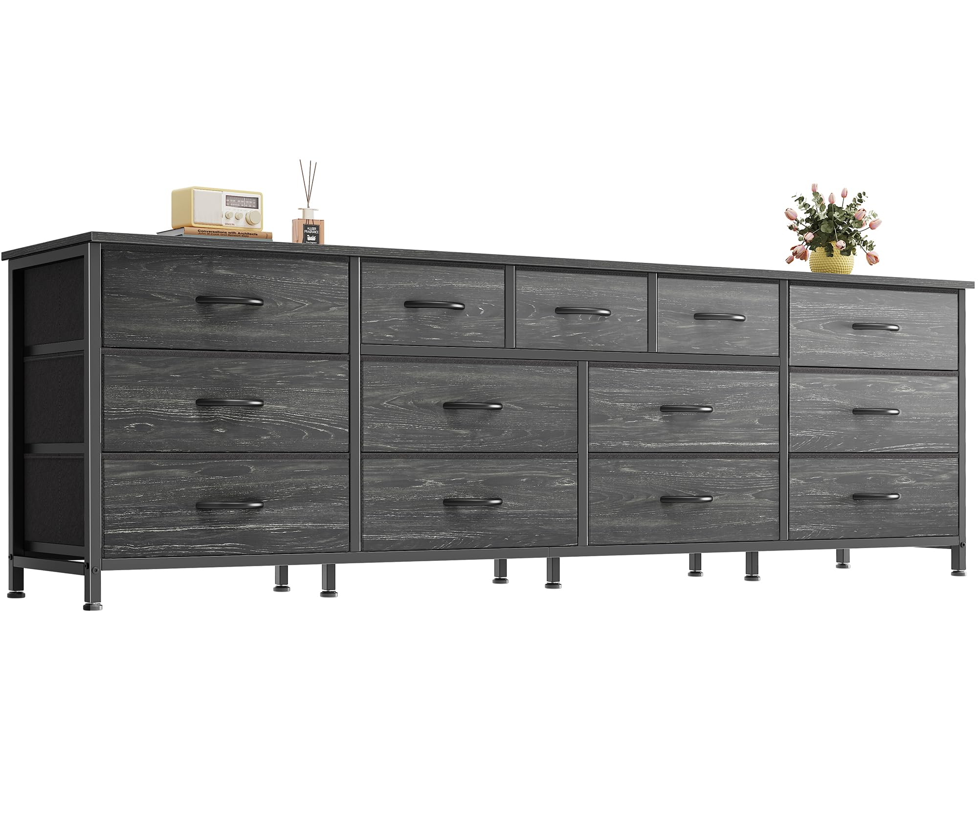 Amazon.com: Huuger 70 Inch Dresser for Bedroom, TV Stand for 65, 75, 80 Inch  TV, 13 Fabric Drawer Long Dresser, Large Entertainment Center for Bedroom,  Wide Chest of Drawer with Storage, Charcoal