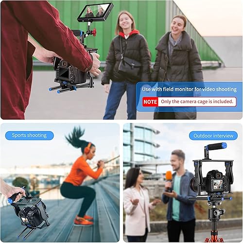 Miniatura 6 de Neewer Kit de película de jaula de video de aleación de aluminio con mango superior doble agarre de mano dos varillas de 0591in compatible con