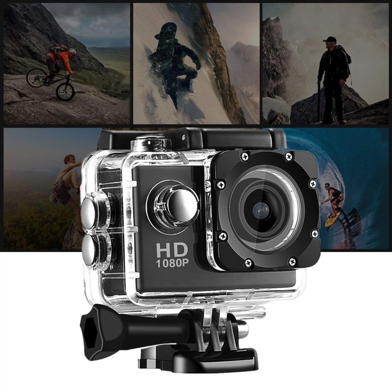Telecamere d'azione Gli sport DV. Mini, fotocamera azione 1080p, da esterno macchina fotografica impermeabile subacquea, telecamera registrazione video 2,0 pollici fotocamera azione 4K Custodia imperm
