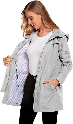 Miniatura 2 de Chaqueta Zhenwei impermeable, ligera, con capucha, uso activo, para exteriores, forrada para lluvia, larga, S-XXL, para mujer