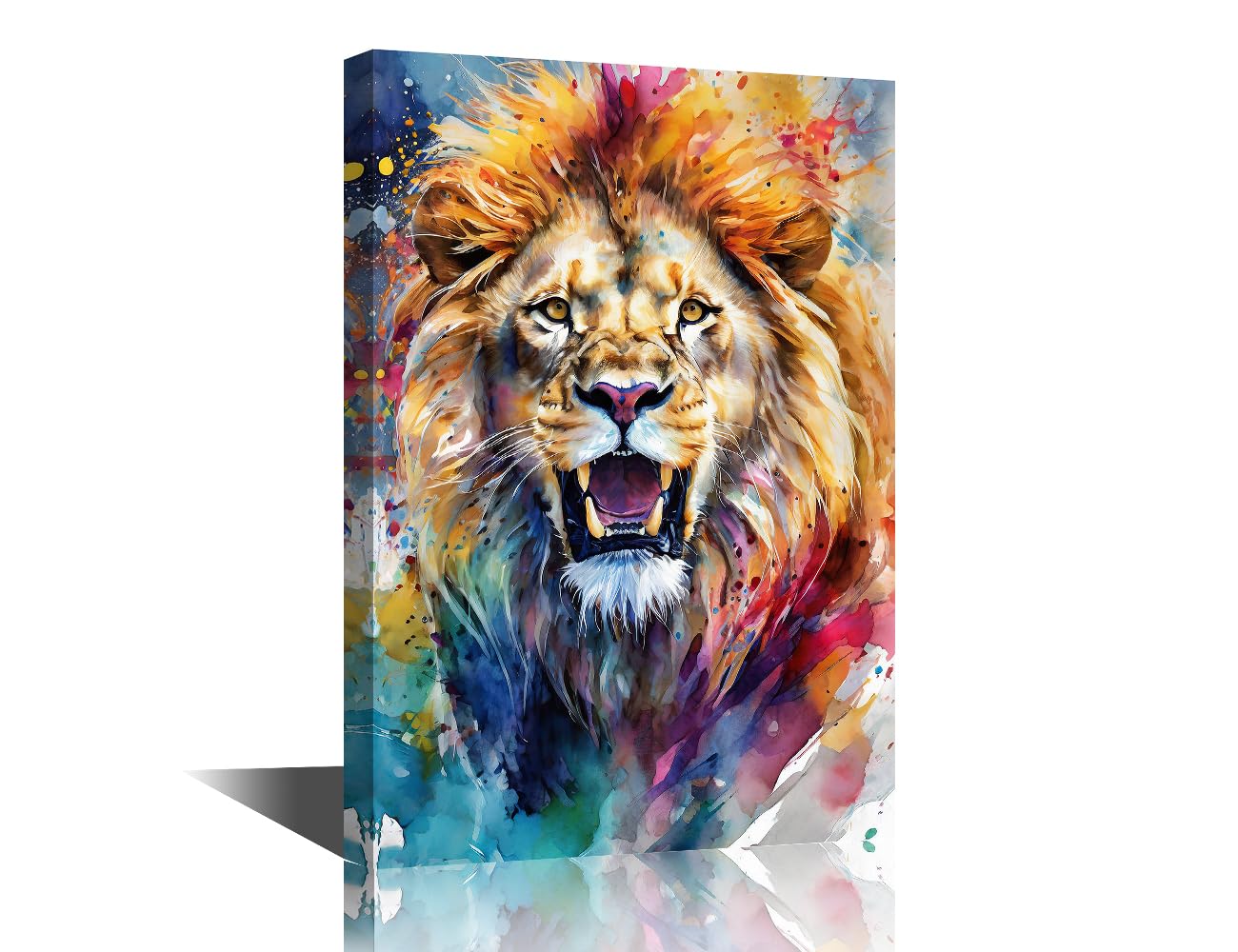 TISHIRON Bathroom Decor Wall Art King of the Prairie Wall Decor Lion Wall Decoration for Living Room Office Bedroom 1 Piece Wild Animal Home Decor Framed Ready to Hang (12''Wx 18''H)