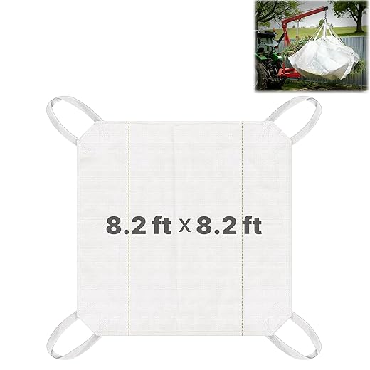 Sling Bag Mega Tarp 8.2' X 8.2' Heavy Duty Bulk Bag with 4 Handles, Woven Polypropylene (PP) Tarp Bags for Dragging Trees, Soil, Pavers, Concrete, Bulk Materials and Debris