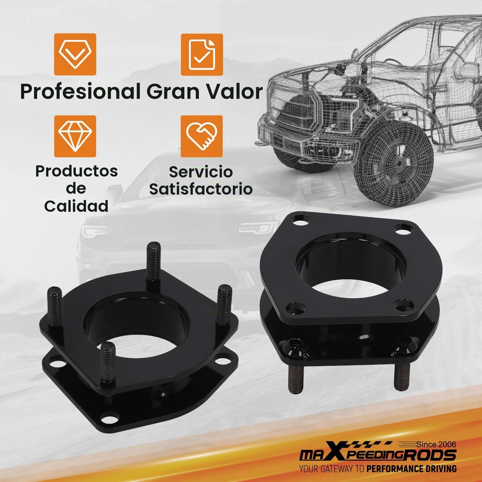 maXpeedingrods Juego de nivelación de 2 pulgadas para Jeep Grand-Cherokee WK para Commander 2006-2010 4 x 2/4 x 4, 2 pulgadas juego de nivelación frontal + 2 piezas traseras